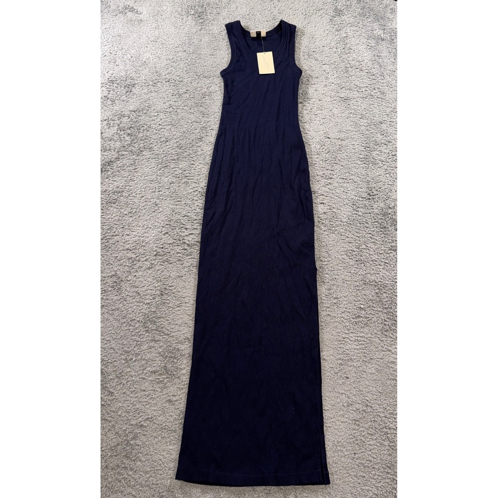 Universal Thread Women Ribbed Sleeveless Maxi Dress XS Navy Blue Stretch Knit